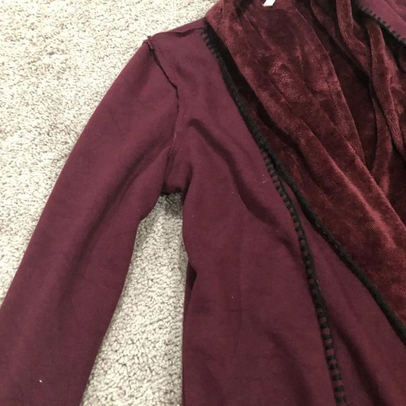 6 Soft Surroundings Red Cozy Carefree Jacket Fleece Lined Topper Cardigan Size M - Picture 3 of 10